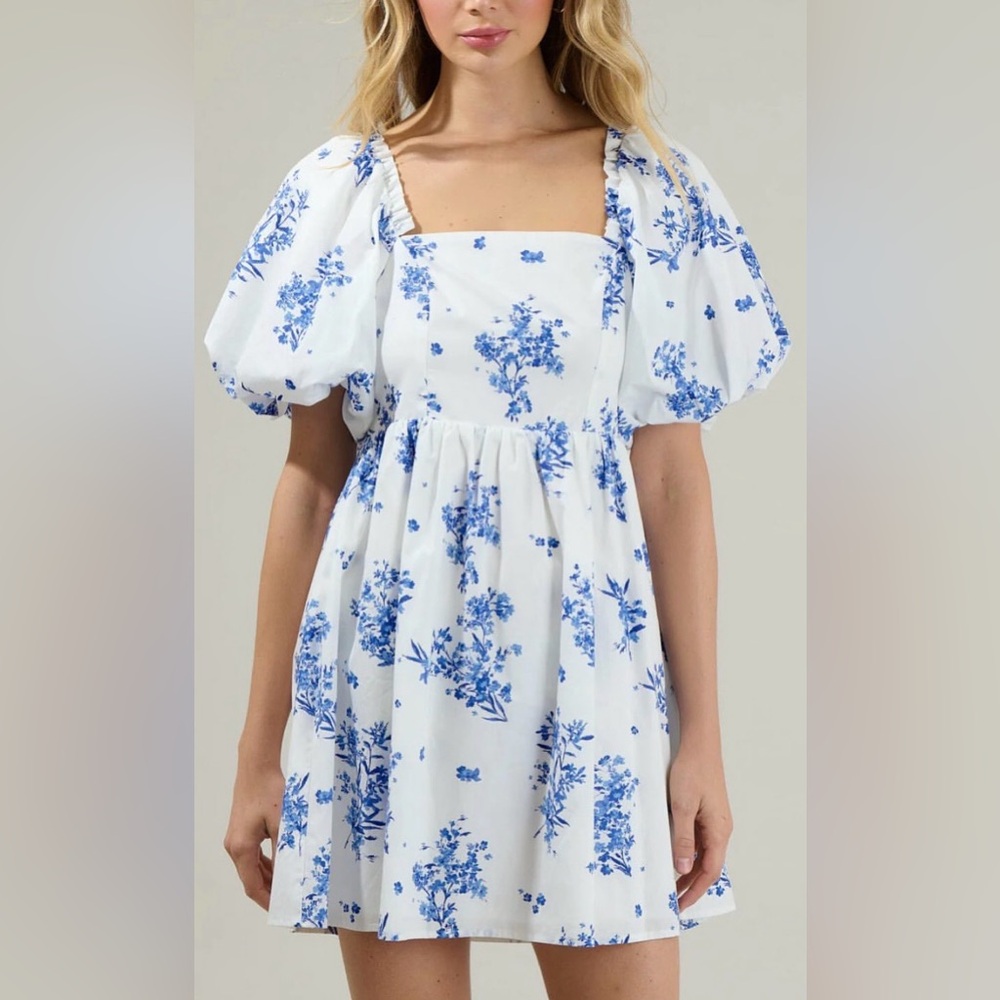 Blue and white Floral print Sugar Lips Dress XS